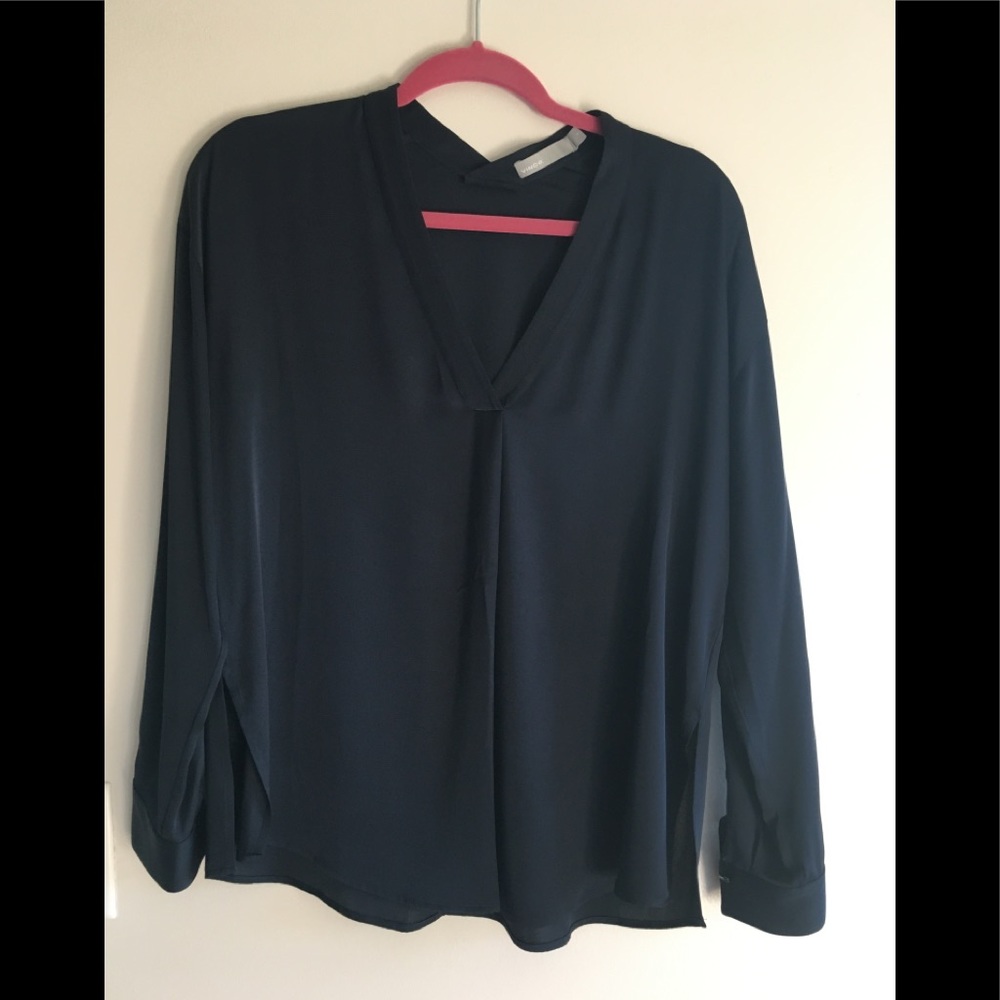 Vince oversized Navy silk blend blouse, size 0